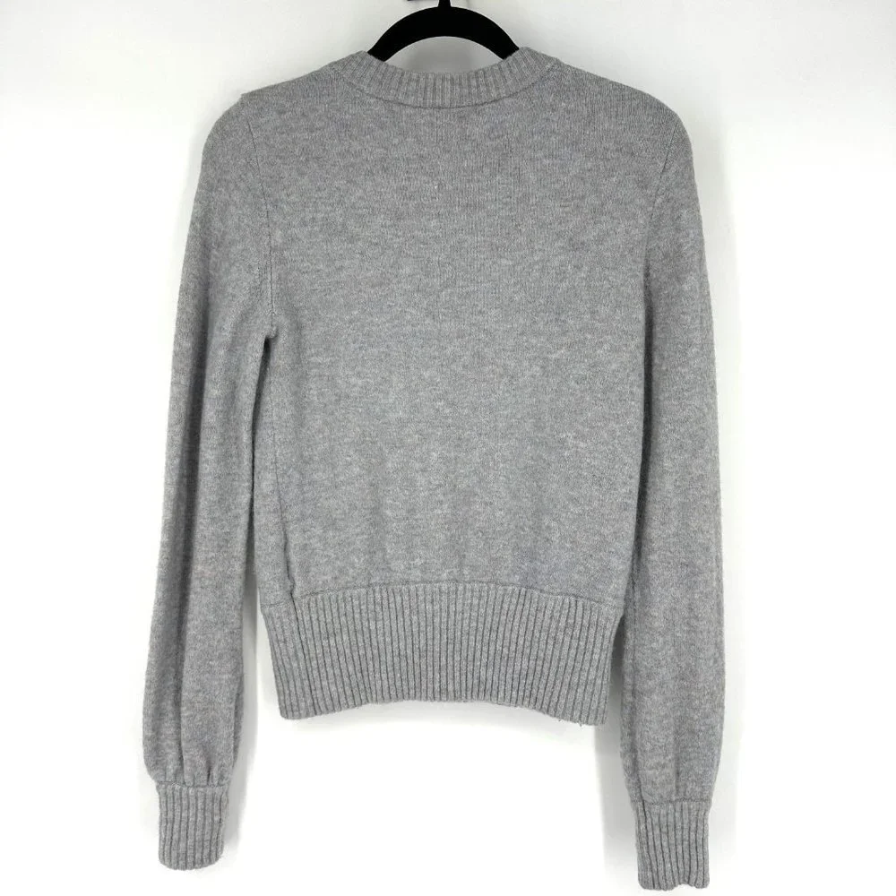 J.Crew Button Detail Crewneck Sweater Gray Supersoft Alpaca Blend‎ XS
